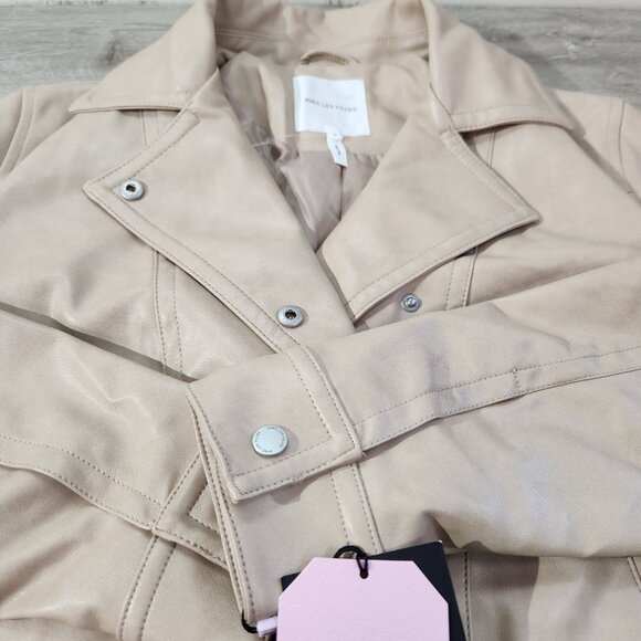 Avec Les Filles Faux Ever Leather Moto Jacket In Sahara New With Tags Women's S - Picture 7 of 16